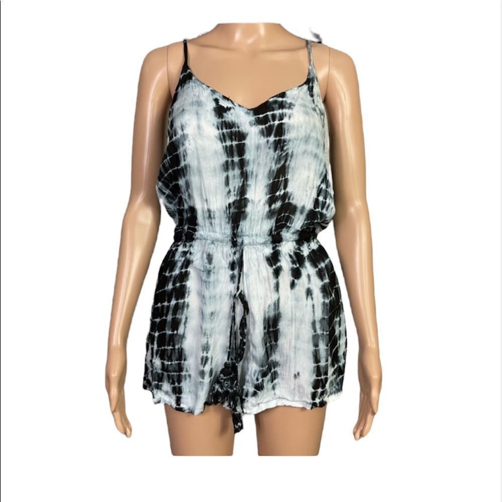 Exist Indigo Blue Tie Dye Sleeveless Smocked Romper M